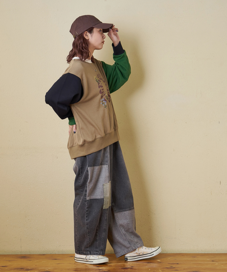 CUBE SUGAR(キューブシュガー) |【秋冬新作】TC裏毛 プリント × 刺繍 プルオーバー スウェット