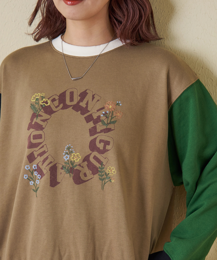 CUBE SUGAR(キューブシュガー) |【秋冬新作】TC裏毛 プリント × 刺繍 プルオーバー スウェット