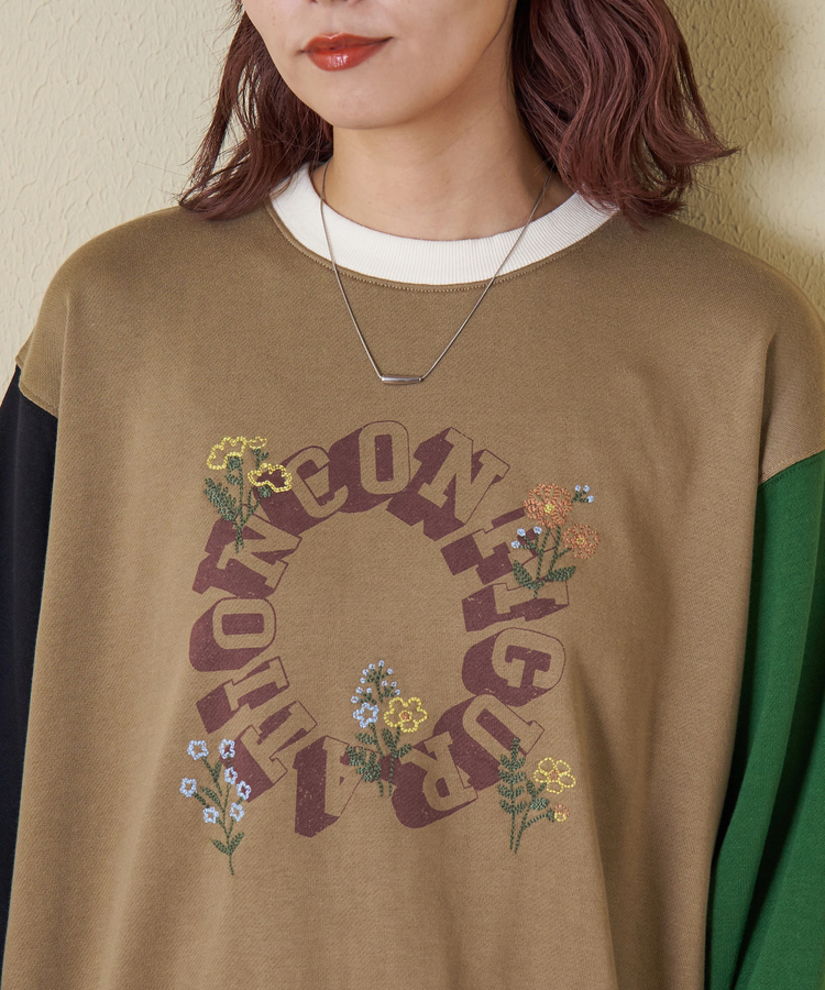 CUBE SUGAR(キューブシュガー) |【秋冬新作】TC裏毛 プリント × 刺繍 プルオーバー スウェット