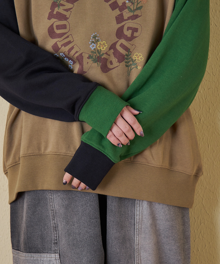 CUBE SUGAR(キューブシュガー) |【秋冬新作】TC裏毛 プリント × 刺繍 プルオーバー スウェット