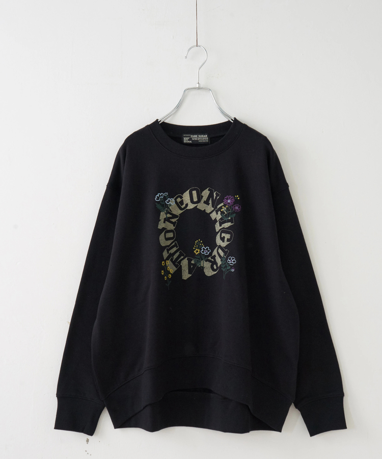 CUBE SUGAR(キューブシュガー) |【秋冬新作】TC裏毛 プリント × 刺繍 プルオーバー スウェット