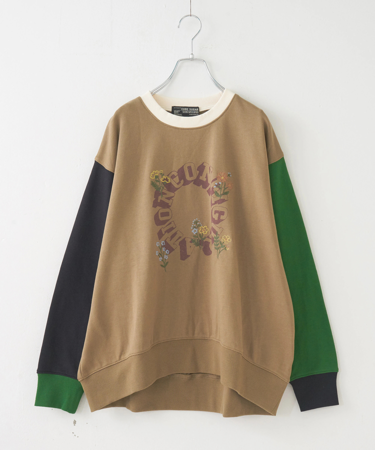 CUBE SUGAR(キューブシュガー) |【秋冬新作】TC裏毛 プリント × 刺繍 プルオーバー スウェット