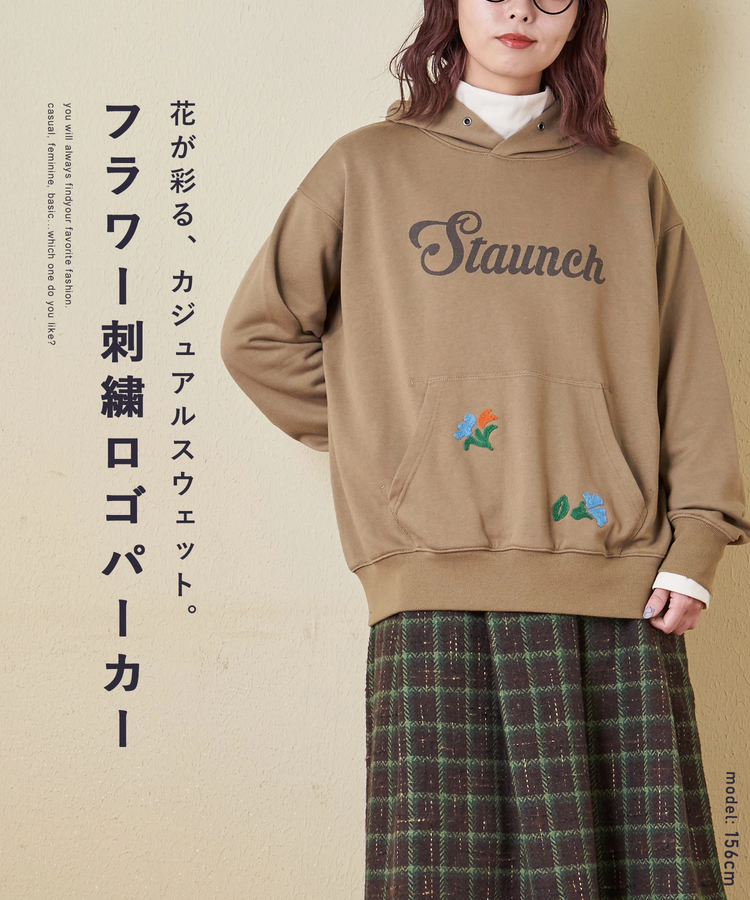 CUBE SUGAR(キューブシュガー) |【秋冬新作】TC裏毛 プリント × 刺繍 スウェット プルオーバー パーカー