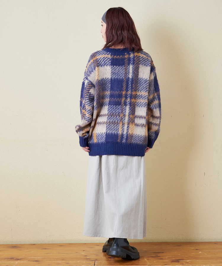 CUBE SUGAR(キューブシュガー) |【秋冬新作】モヘアタッチ ニット ジャガード チェック柄 プルオーバー
