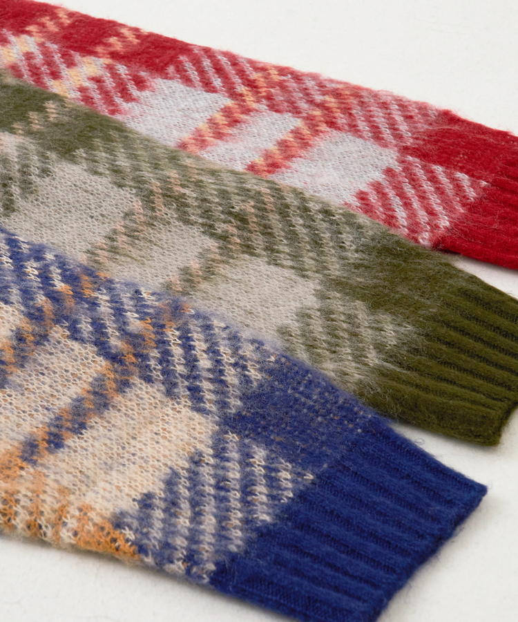 CUBE SUGAR(キューブシュガー) |【秋冬新作】モヘアタッチ ニット ジャガード チェック柄 プルオーバー