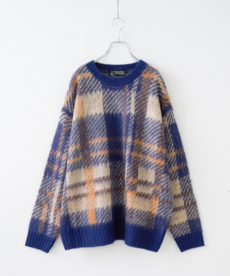 CUBE SUGAR(キューブシュガー) |【秋冬新作】モヘアタッチ ニット ジャガード チェック柄 プルオーバー