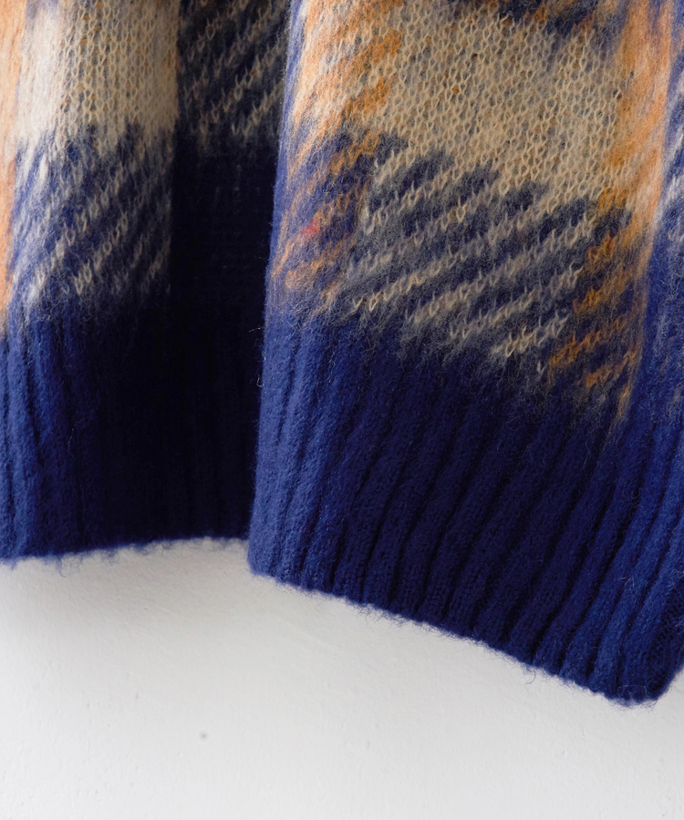 CUBE SUGAR(キューブシュガー) |【秋冬新作】モヘアタッチ ニット ジャガード チェック柄 プルオーバー