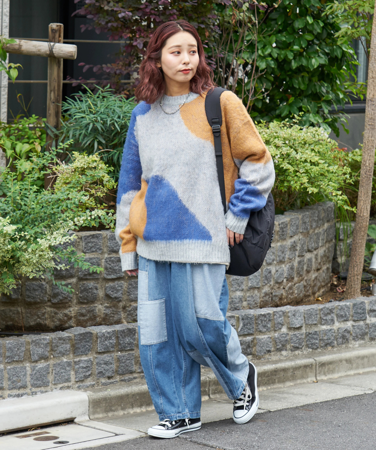 CUBE SUGAR(キューブシュガー) |【秋冬新作】モヘアタッチ ニット ジャガード マーブル柄 プルオーバー