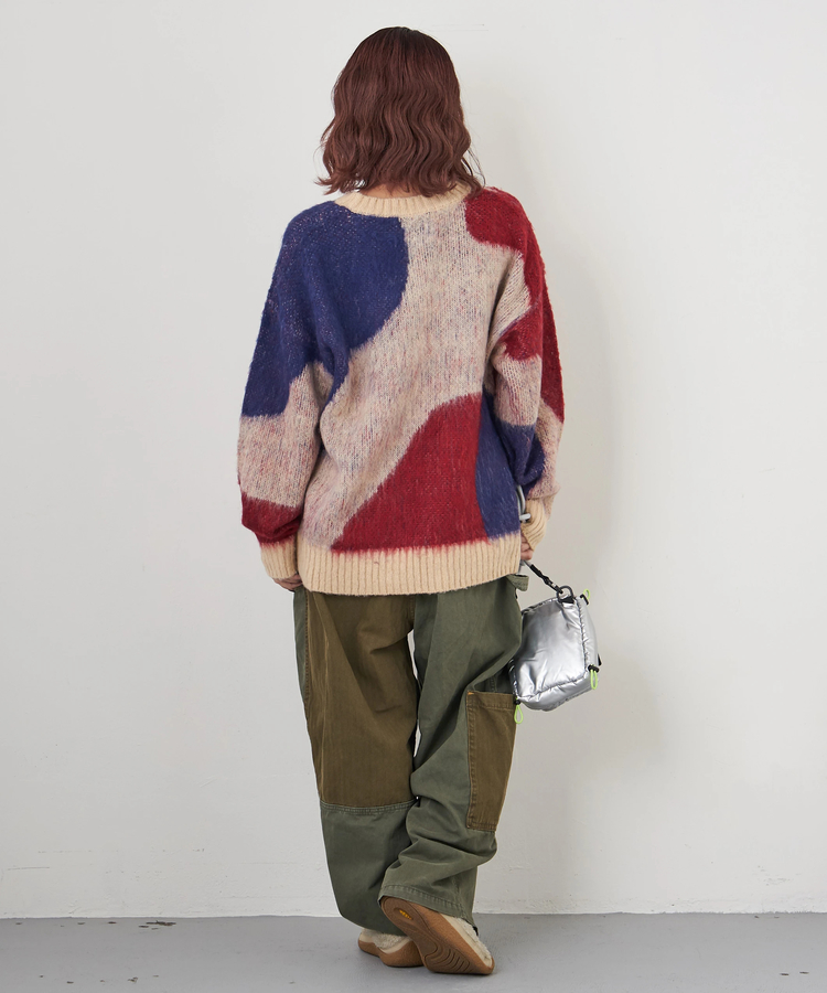 CUBE SUGAR(キューブシュガー) |【秋冬新作】モヘアタッチ ニット ジャガード マーブル柄 プルオーバー