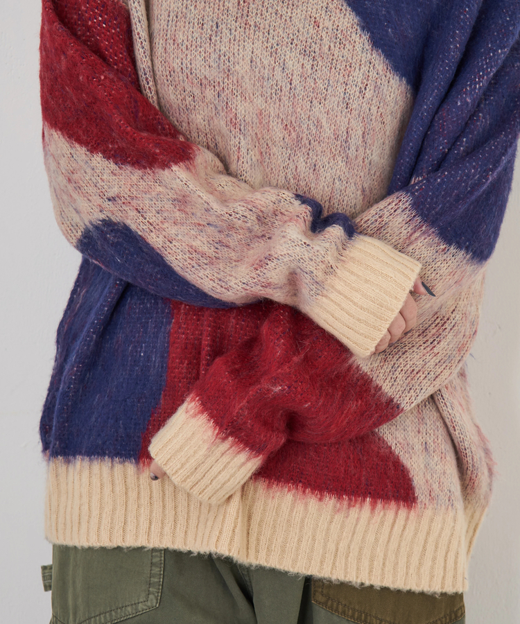 CUBE SUGAR(キューブシュガー) |【秋冬新作】モヘアタッチ ニット ジャガード マーブル柄 プルオーバー