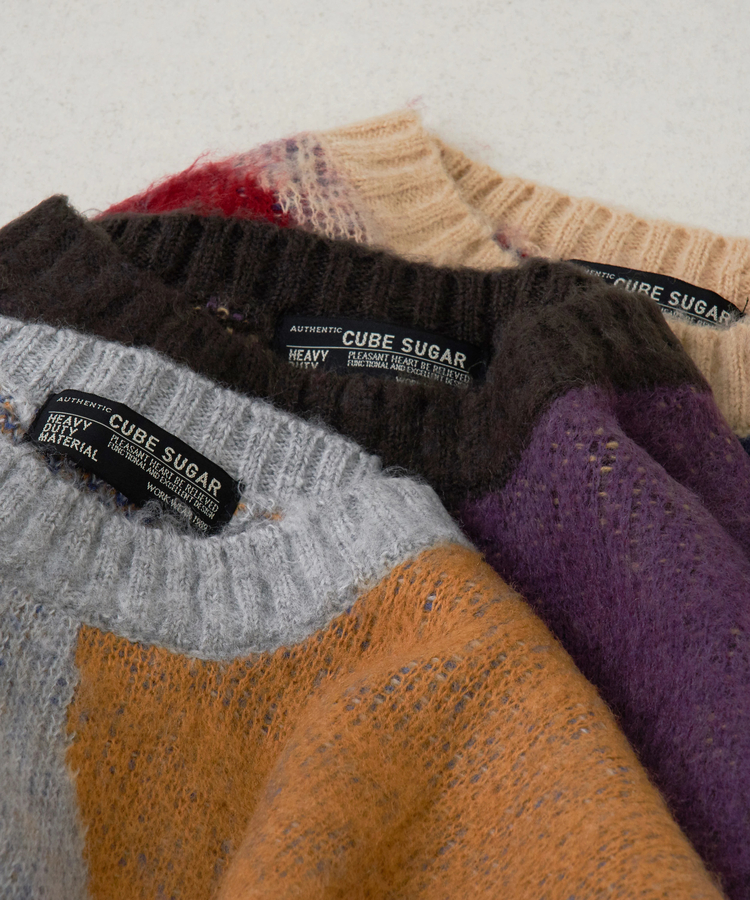 CUBE SUGAR(キューブシュガー) |【秋冬新作】モヘアタッチ ニット ジャガード マーブル柄 プルオーバー