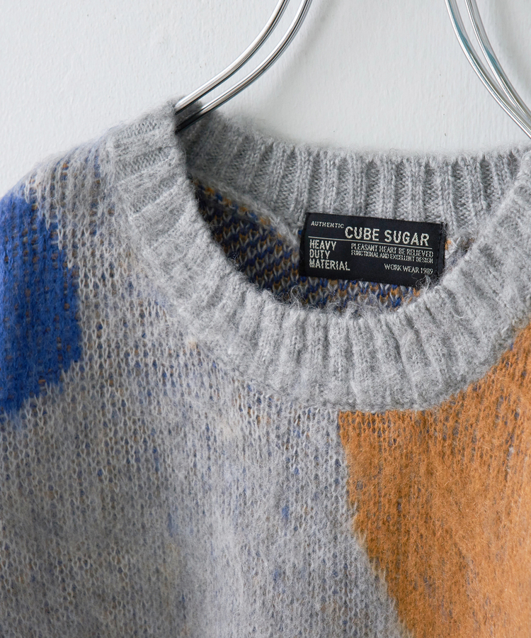 CUBE SUGAR(キューブシュガー) |【秋冬新作】モヘアタッチ ニット ジャガード マーブル柄 プルオーバー