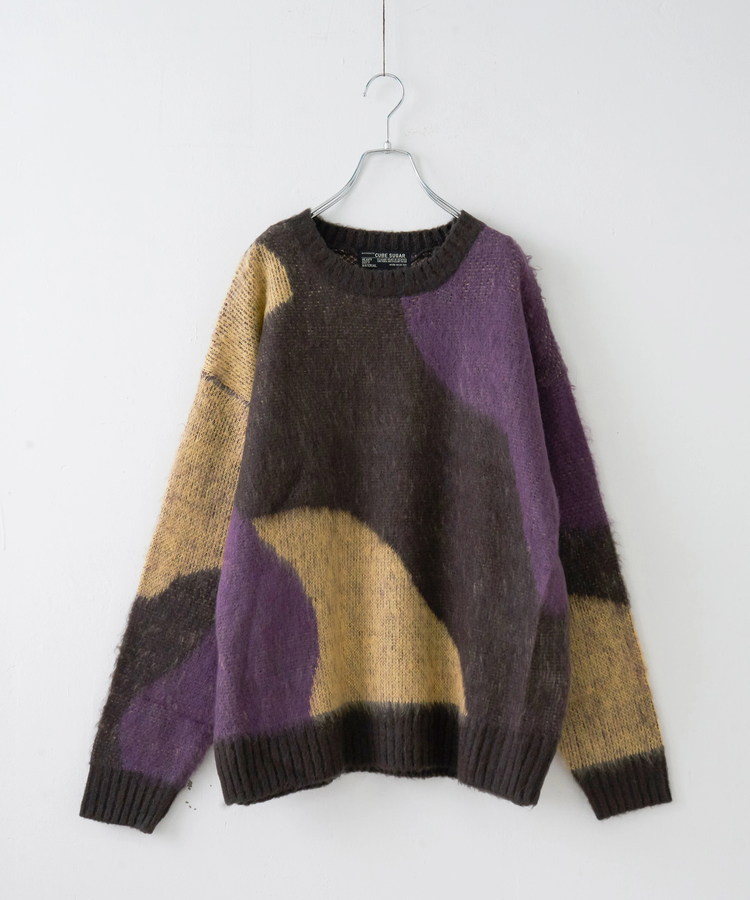 CUBE SUGAR(キューブシュガー) |【秋冬新作】モヘアタッチ ニット ジャガード マーブル柄 プルオーバー