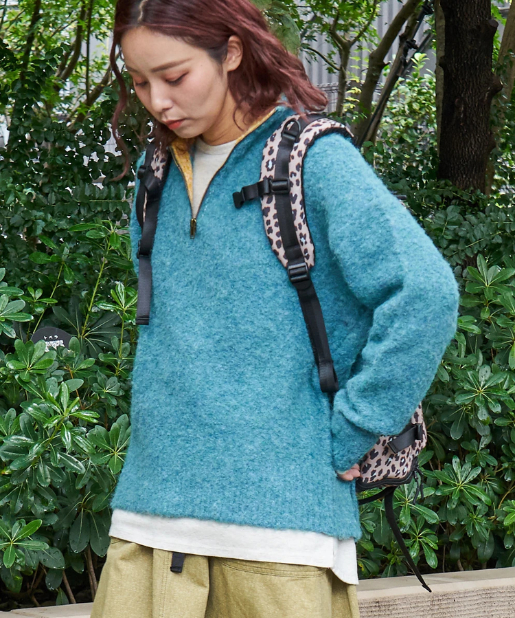 CUBE SUGAR(キューブシュガー) |【秋冬新作】1/4.6ループヤーン ハーフジップ プルオーバー ニット