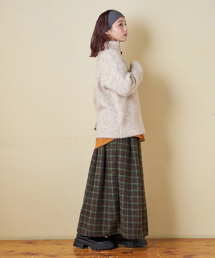 CUBE SUGAR(キューブシュガー) |【秋冬新作】1/4.6ループヤーン ハーフジップ プルオーバー ニット