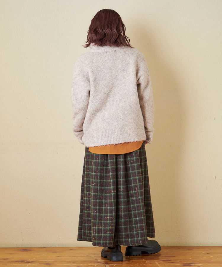 CUBE SUGAR(キューブシュガー) |【秋冬新作】1/4.6ループヤーン ハーフジップ プルオーバー ニット