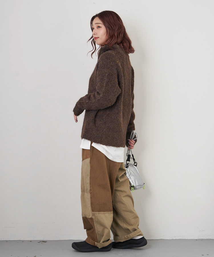 CUBE SUGAR(キューブシュガー) |【秋冬新作】1/4.6ループヤーン ハーフジップ プルオーバー ニット