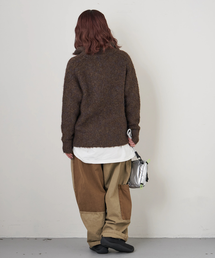 CUBE SUGAR(キューブシュガー) |【秋冬新作】1/4.6ループヤーン ハーフジップ プルオーバー ニット