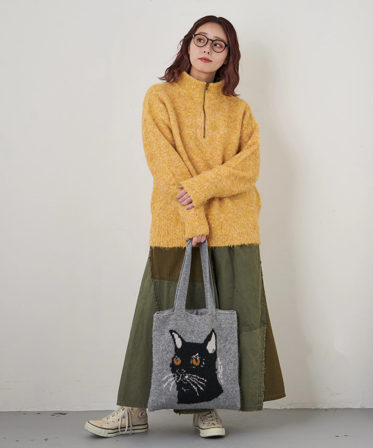 CUBE SUGAR(キューブシュガー) |【秋冬新作】1/4.6ループヤーン ハーフジップ プルオーバー ニット