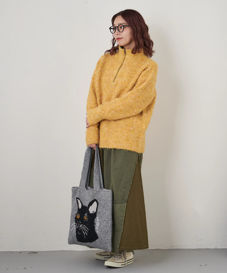 CUBE SUGAR(キューブシュガー) |【秋冬新作】1/4.6ループヤーン ハーフジップ プルオーバー ニット