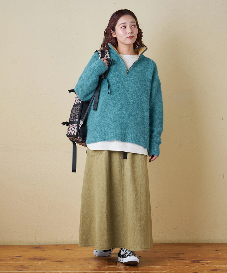 CUBE SUGAR(キューブシュガー) |【秋冬新作】1/4.6ループヤーン ハーフジップ プルオーバー ニット