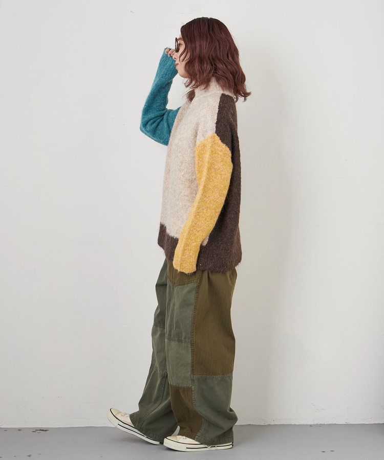 CUBE SUGAR(キューブシュガー) |【秋冬新作】1/4.6ループヤーン ハーフジップ プルオーバー ニット