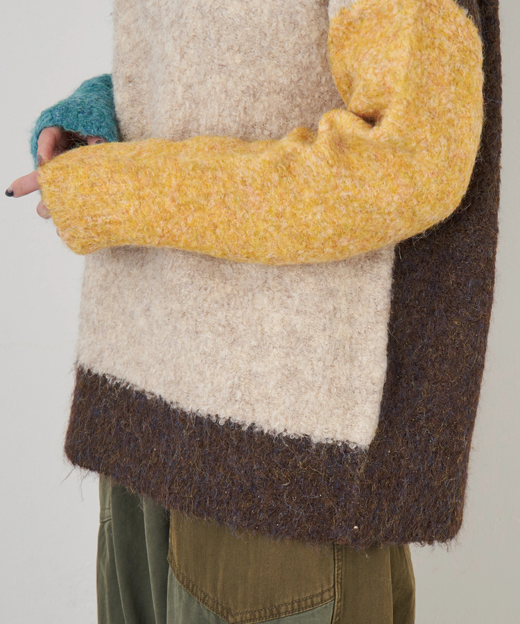 CUBE SUGAR(キューブシュガー) |【秋冬新作】1/4.6ループヤーン ハーフジップ プルオーバー ニット