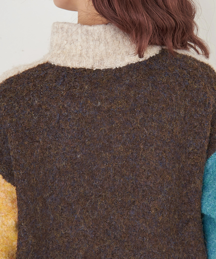 CUBE SUGAR(キューブシュガー) |【秋冬新作】1/4.6ループヤーン ハーフジップ プルオーバー ニット