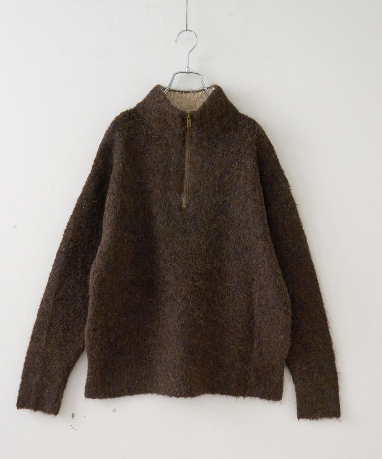 CUBE SUGAR(キューブシュガー) |【秋冬新作】1/4.6ループヤーン ハーフジップ プルオーバー ニット