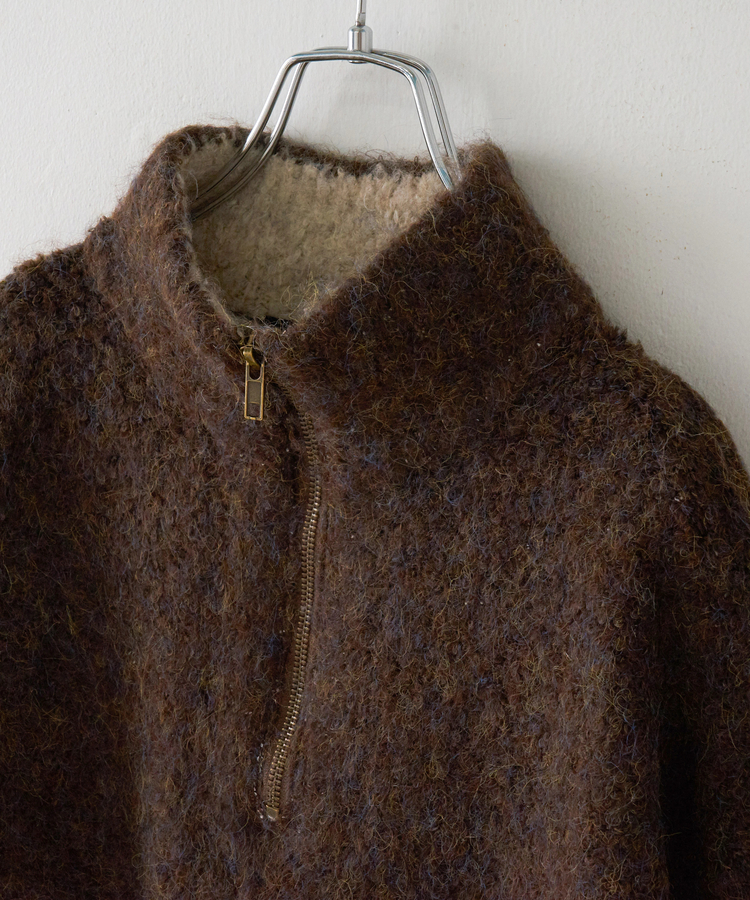 CUBE SUGAR(キューブシュガー) |【秋冬新作】1/4.6ループヤーン ハーフジップ プルオーバー ニット