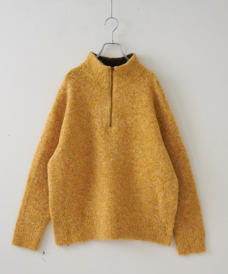 CUBE SUGAR(キューブシュガー) |【秋冬新作】1/4.6ループヤーン ハーフジップ プルオーバー ニット