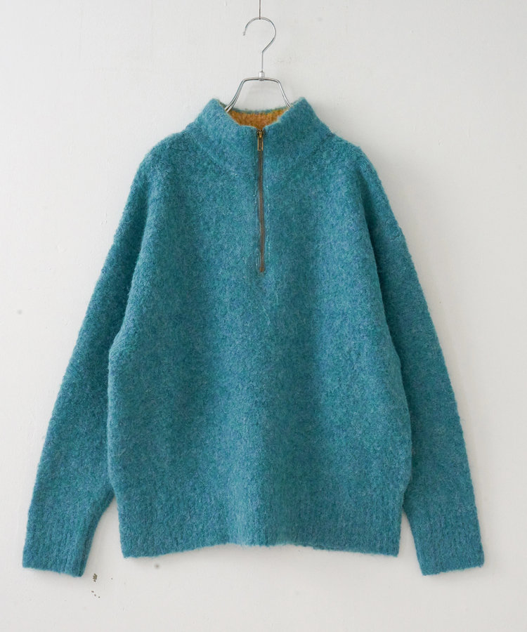 CUBE SUGAR(キューブシュガー) |【秋冬新作】1/4.6ループヤーン ハーフジップ プルオーバー ニット