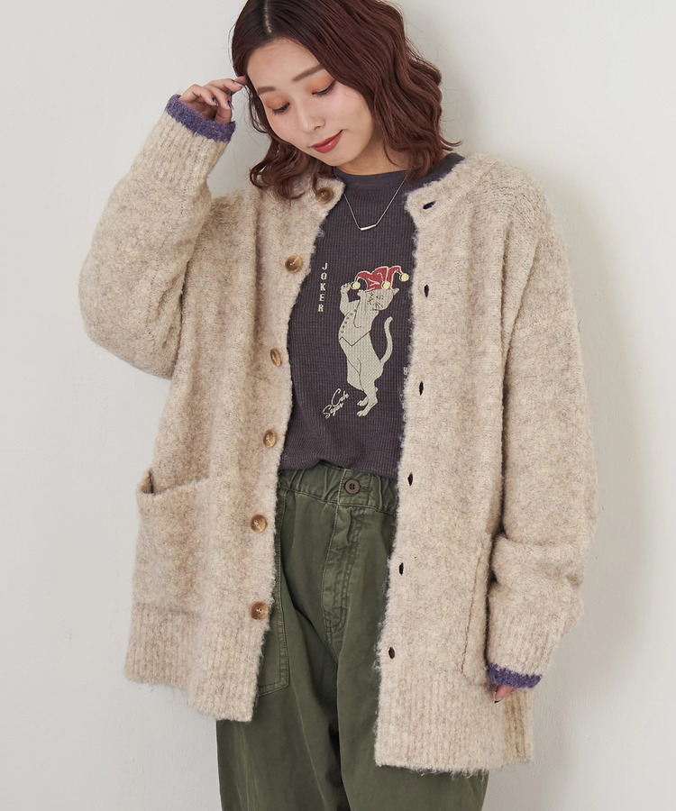 CUBE SUGAR(キューブシュガー) |【秋冬新作】1/4.6ループヤーン ニット クルーネック カーディガン