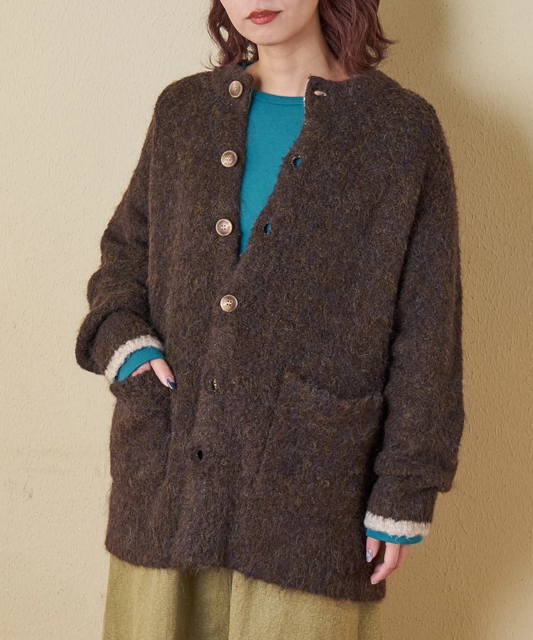 CUBE SUGAR(キューブシュガー) |【秋冬新作】1/4.6ループヤーン ニット クルーネック カーディガン