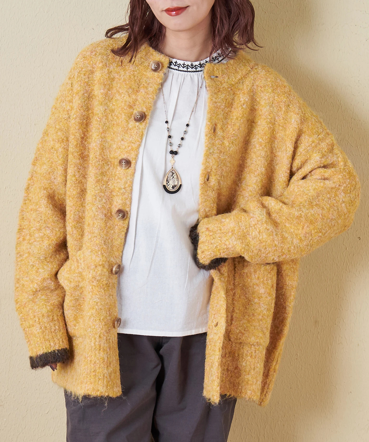 CUBE SUGAR(キューブシュガー) |【秋冬新作】1/4.6ループヤーン ニット クルーネック カーディガン