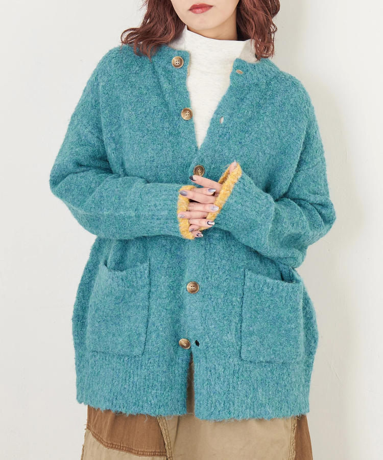 CUBE SUGAR(キューブシュガー) |【秋冬新作】1/4.6ループヤーン ニット クルーネック カーディガン