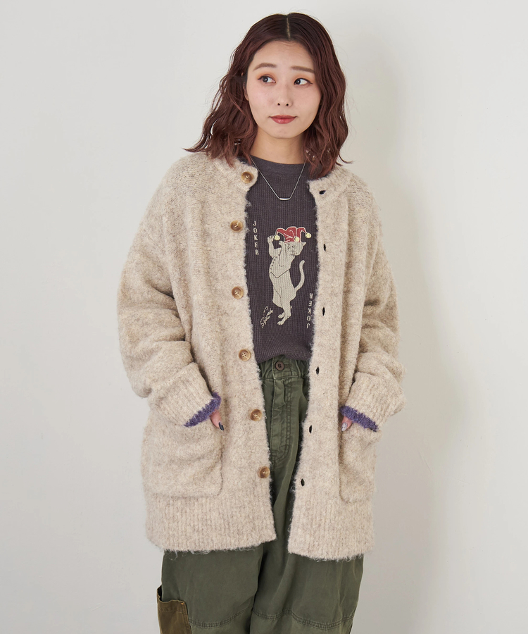 CUBE SUGAR(キューブシュガー) |【秋冬新作】1/4.6ループヤーン ニット クルーネック カーディガン