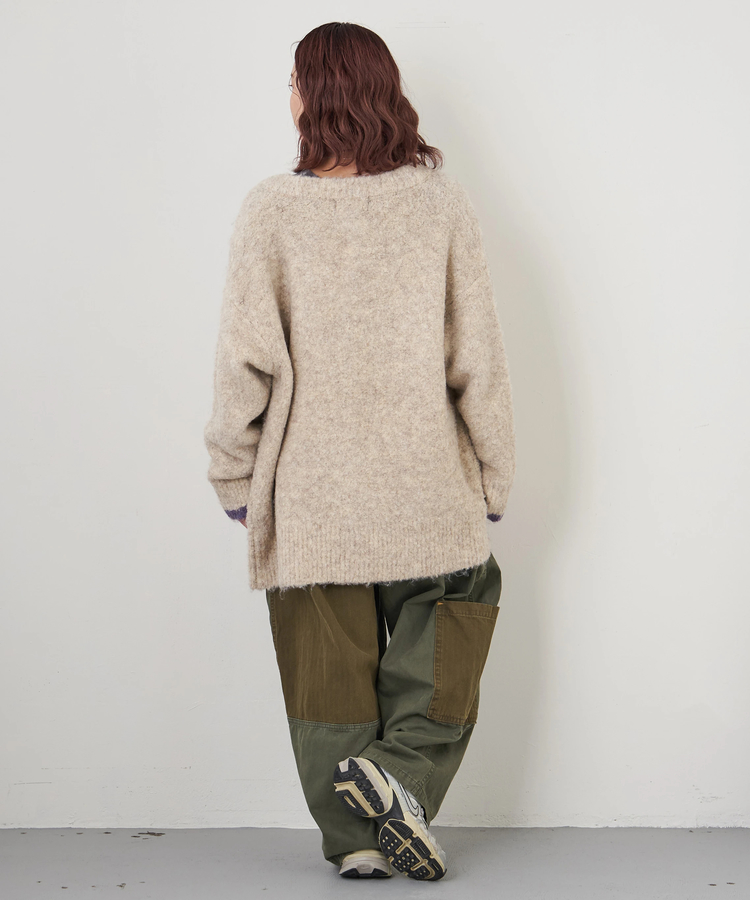 CUBE SUGAR(キューブシュガー) |【秋冬新作】1/4.6ループヤーン ニット クルーネック カーディガン