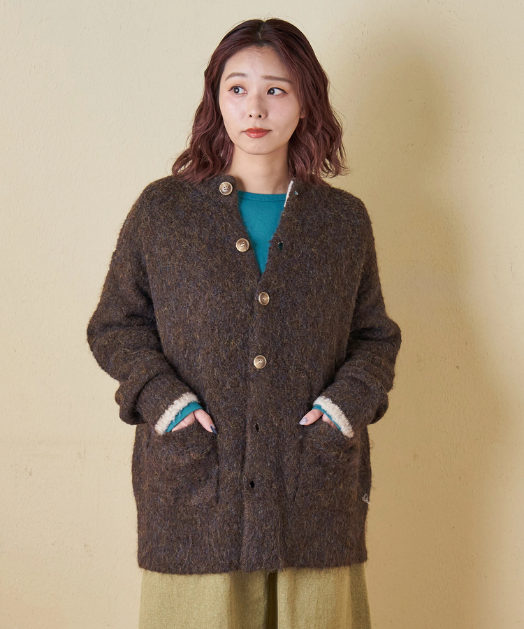 CUBE SUGAR(キューブシュガー) |【秋冬新作】1/4.6ループヤーン ニット クルーネック カーディガン