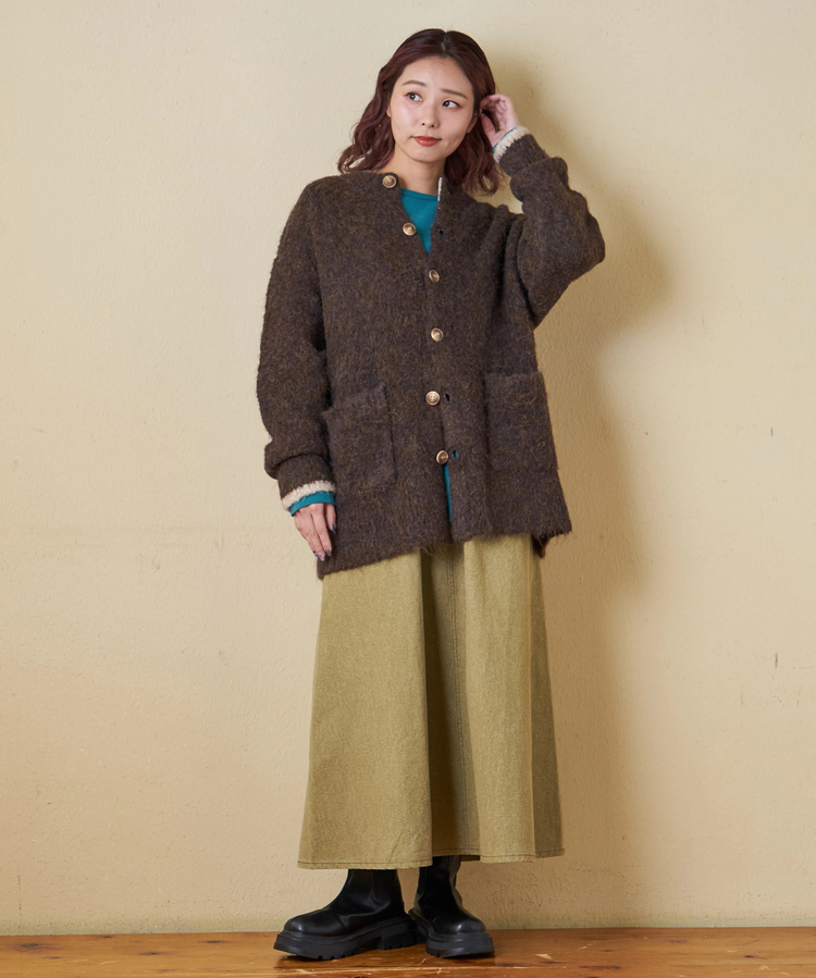 CUBE SUGAR(キューブシュガー) |【秋冬新作】1/4.6ループヤーン ニット クルーネック カーディガン