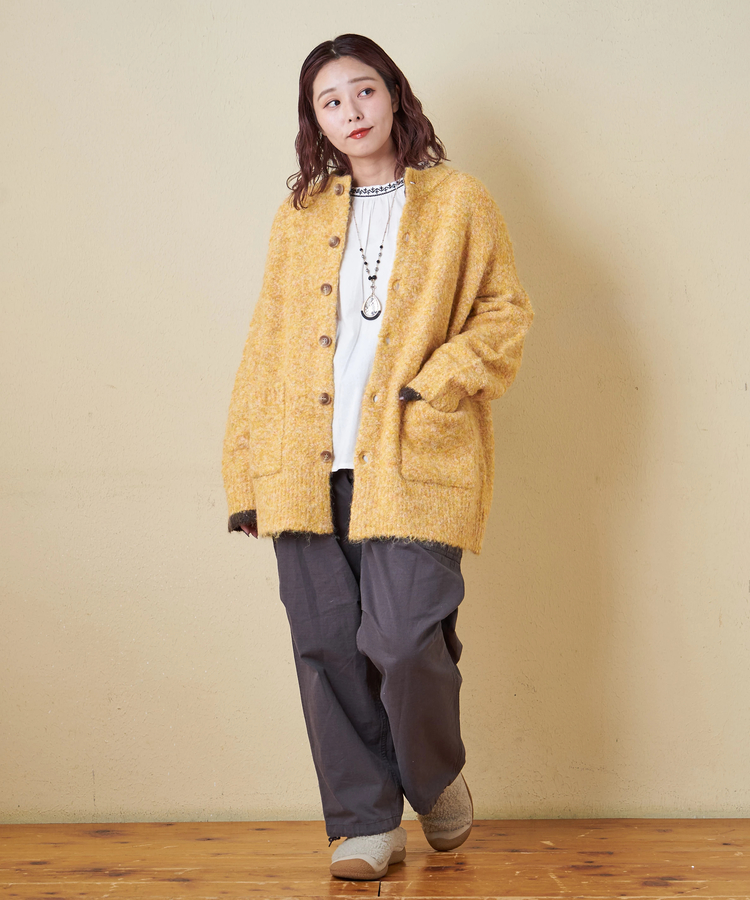 CUBE SUGAR(キューブシュガー) |【秋冬新作】1/4.6ループヤーン ニット クルーネック カーディガン