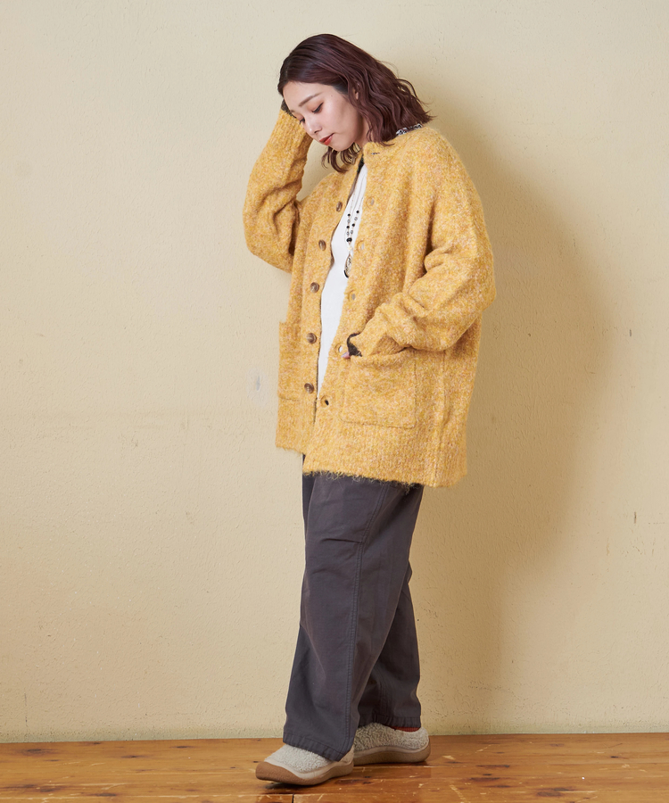 CUBE SUGAR(キューブシュガー) |【秋冬新作】1/4.6ループヤーン ニット クルーネック カーディガン