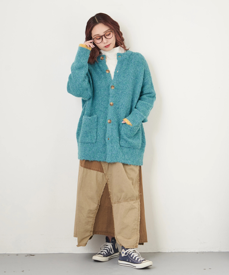 CUBE SUGAR(キューブシュガー) |【秋冬新作】1/4.6ループヤーン ニット クルーネック カーディガン