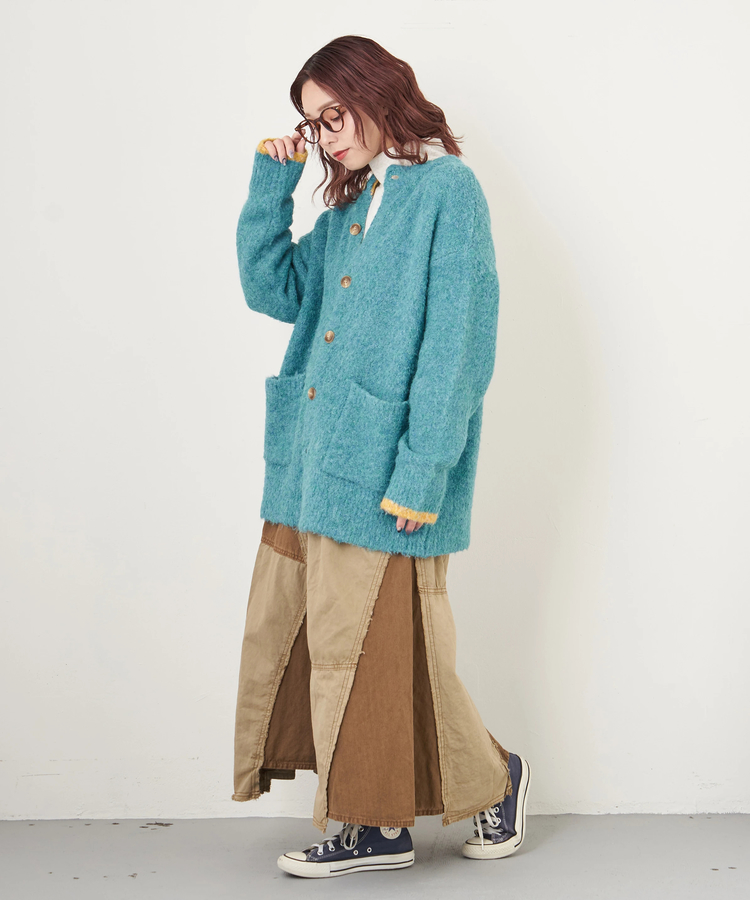 CUBE SUGAR(キューブシュガー) |【秋冬新作】1/4.6ループヤーン ニット クルーネック カーディガン