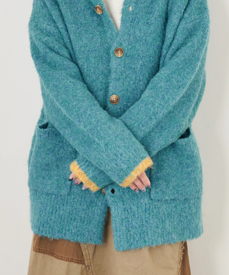 CUBE SUGAR(キューブシュガー) |【秋冬新作】1/4.6ループヤーン ニット クルーネック カーディガン