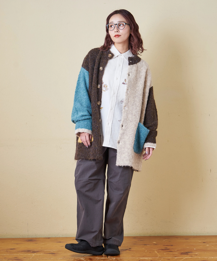 CUBE SUGAR(キューブシュガー) |【秋冬新作】1/4.6ループヤーン ニット クルーネック カーディガン