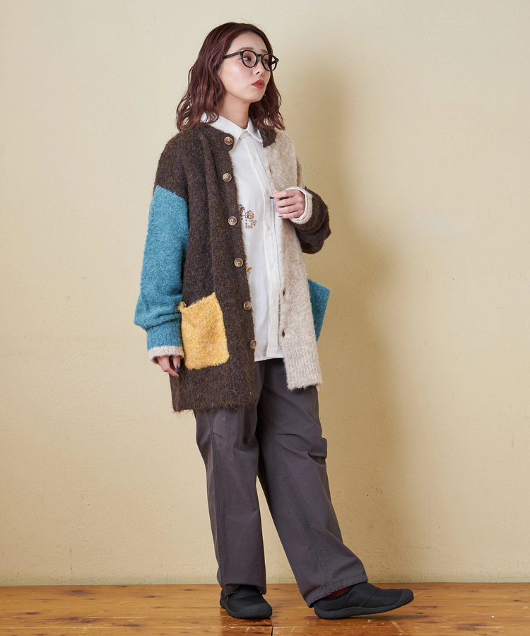 CUBE SUGAR(キューブシュガー) |【秋冬新作】1/4.6ループヤーン ニット クルーネック カーディガン