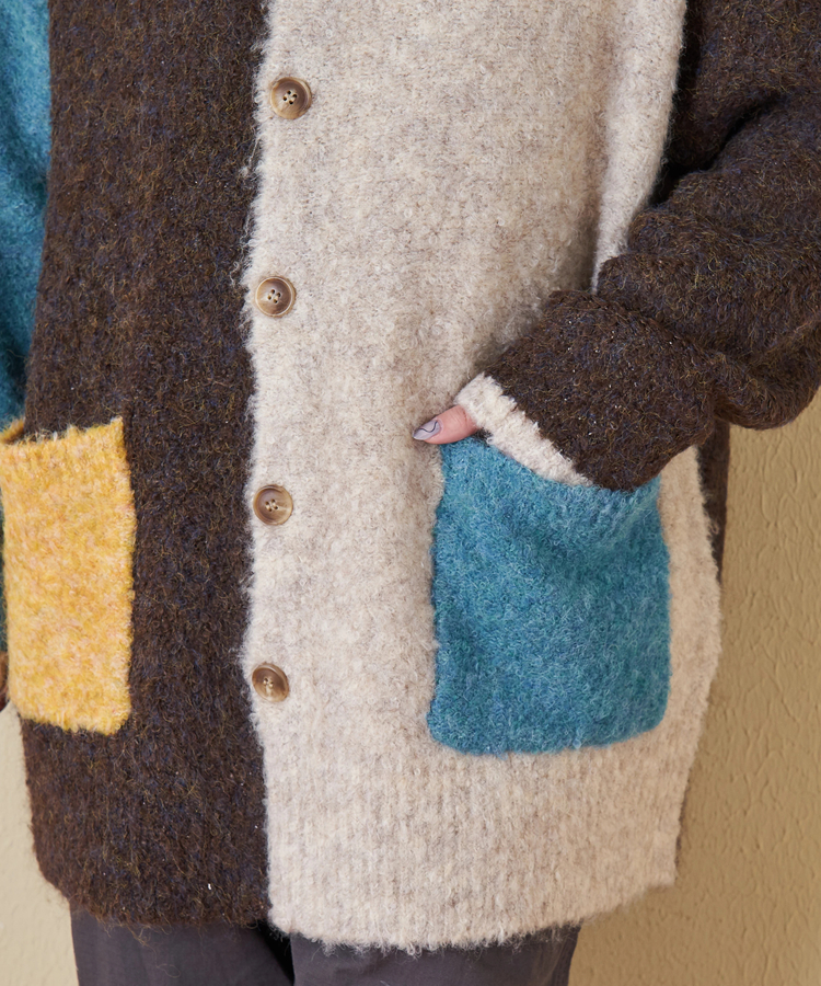 CUBE SUGAR(キューブシュガー) |【秋冬新作】1/4.6ループヤーン ニット クルーネック カーディガン