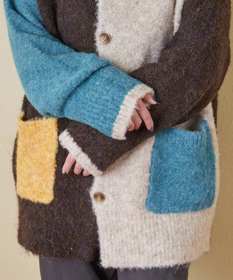 CUBE SUGAR(キューブシュガー) |【秋冬新作】1/4.6ループヤーン ニット クルーネック カーディガン