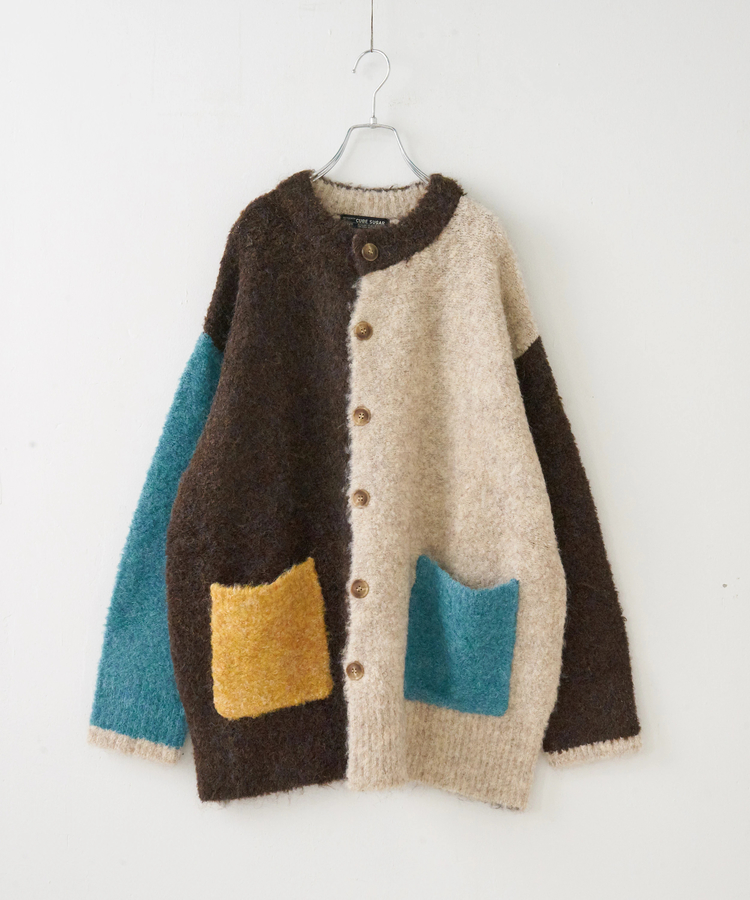 CUBE SUGAR(キューブシュガー) |【秋冬新作】1/4.6ループヤーン ニット クルーネック カーディガン